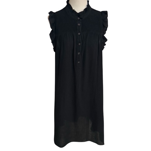 J. Crew Dresses & Skirts - Black Sleeveless Ruffle Shirt Dress Cover‎ 100% Cotton Soze LT L Tall Smocked